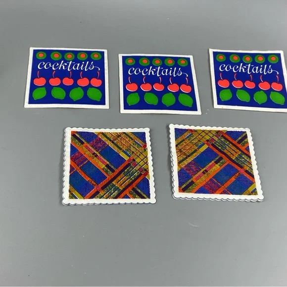 Vintage Paper Coasters MCM mushrooms, plaid, flower power! - Picture 11 of 12